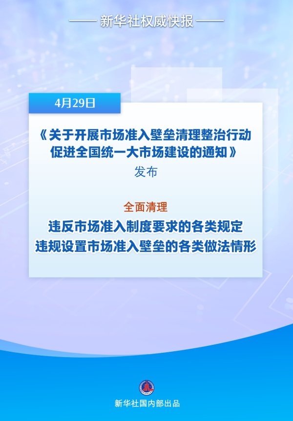 简配资 新华社权威快报｜我国将开展市场准入壁垒清理整治行动